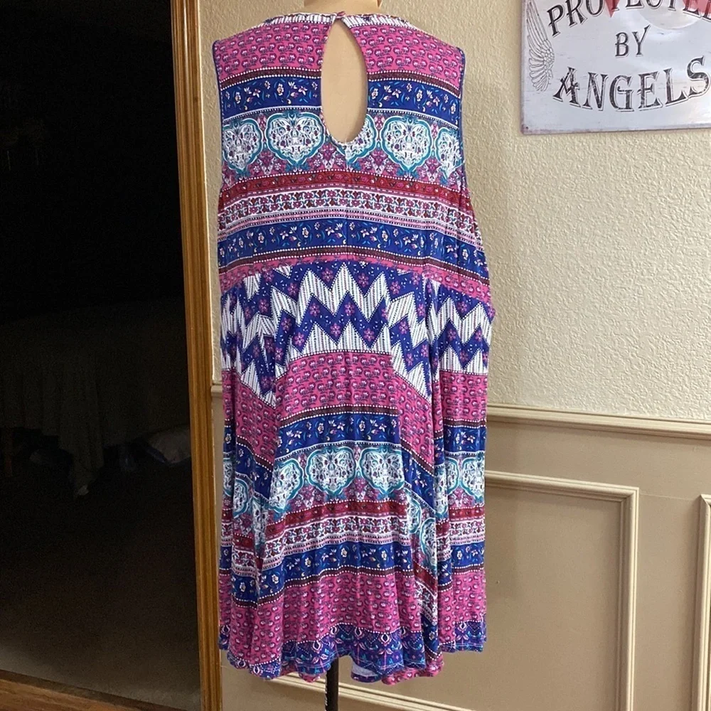 Torrid multicolored floral print sleeveless super soft knit skater mini dress‎